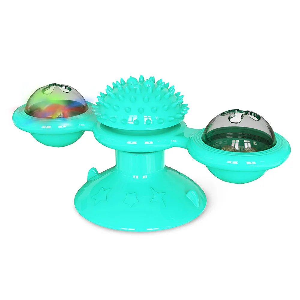 

Pet's Revolving Windmill Cat Toy Itching Device Grinding Toothbrush Turntable Glowing Funny Cat Toy