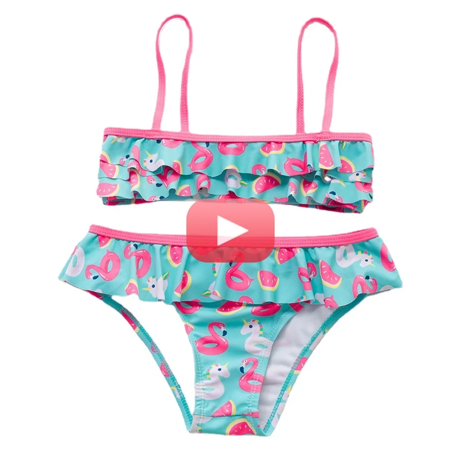 

3-16Years Girls Swimwear Two-pieces New 2021 Print Swimwear For Girls Summer Beach Wear Children Girl Bathing Suits H2