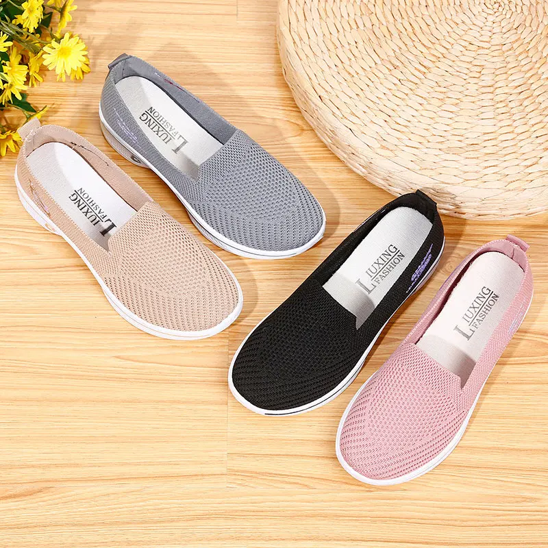 

New Summer Autumn Women Flats Mesh Ladies Loafers Knited Breatable Women Ballerinas Luxury Sneakers Platform Nurse Mom Shoes