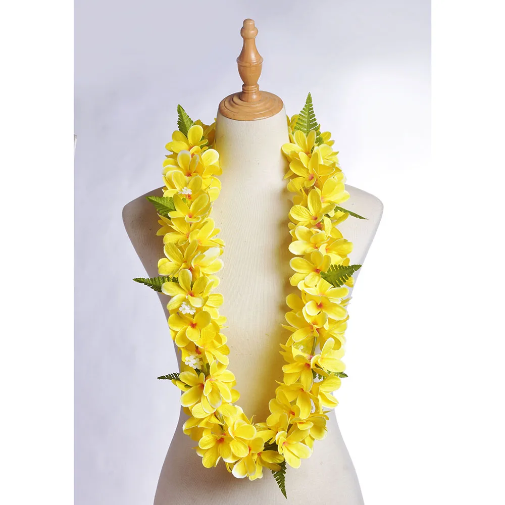 Nieuwe Kleur Gratis Verzending 50 Stks/partij HL0001A-6 100Cm Zijde Plumeria Lei Hawaii Hula Meisje Danser Tropische Bloem Party Vrouwen dragen
