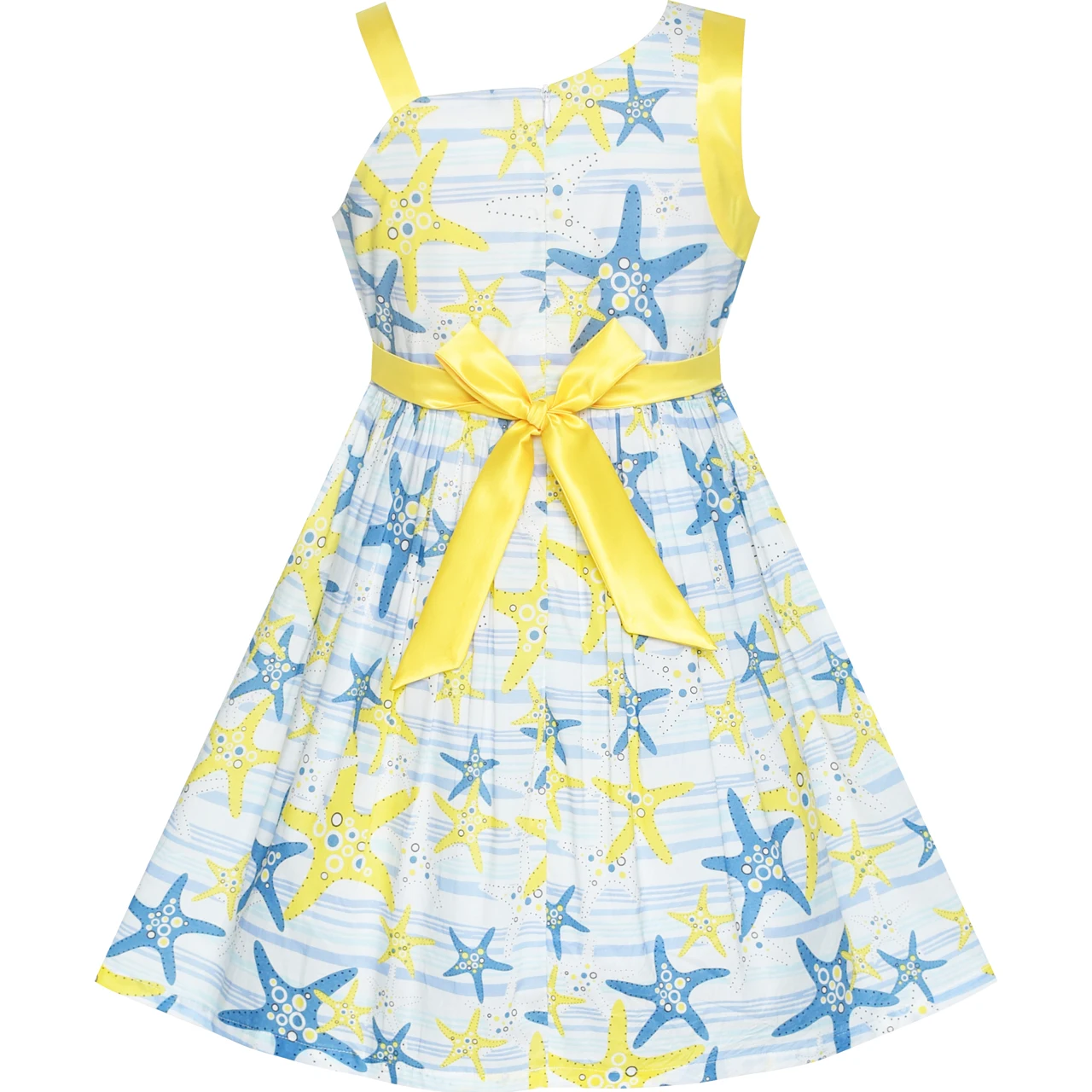 Sunny Fashion платья для девочек платье Одно плечо Морская звезда Цветок Платье