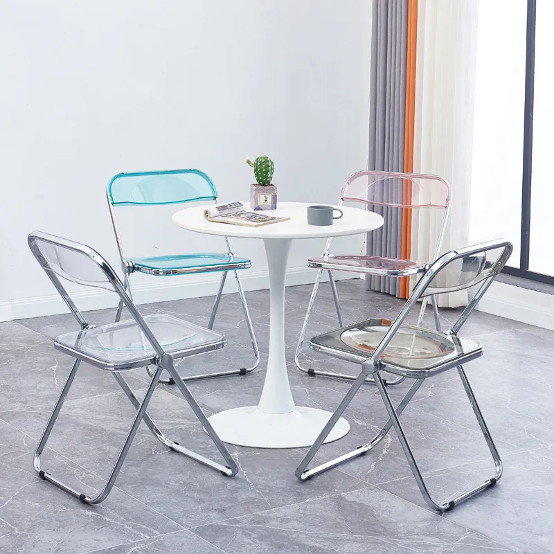 

Transparent Folding Chair Dining Chair Ins Style Net Red Acrylic Plastic Crystal Chair Designer Chair Photo Negotiation Chair