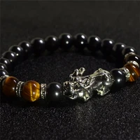 feng shui hematite stone tiger eye beads magnetic bracelet men women unisex wristband black pixiu wealth and good luck bracelet