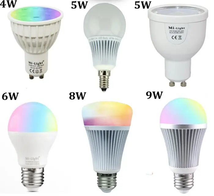 Приглушаемая Беспроводная лампа Mi light 2 4G умная Светодиодная GU10 E14 E27 4 Вт 5 6 9 RGBW RGBWW