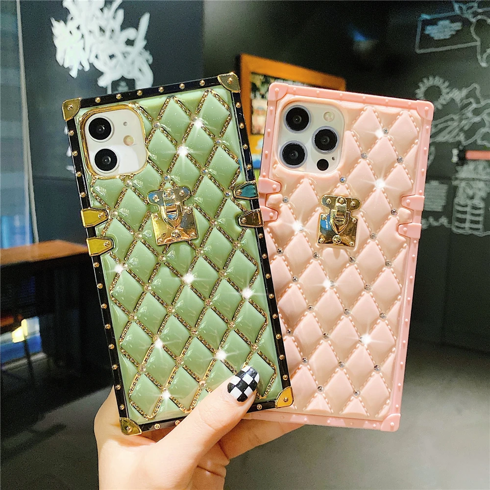 

Luxury Diamond Flash Leather Phone Case For iPhone 13 12 Mini 11 Pro Max XR X XS Max 7 8 Plus SE2 Soft Silicone Shockproof Cover
