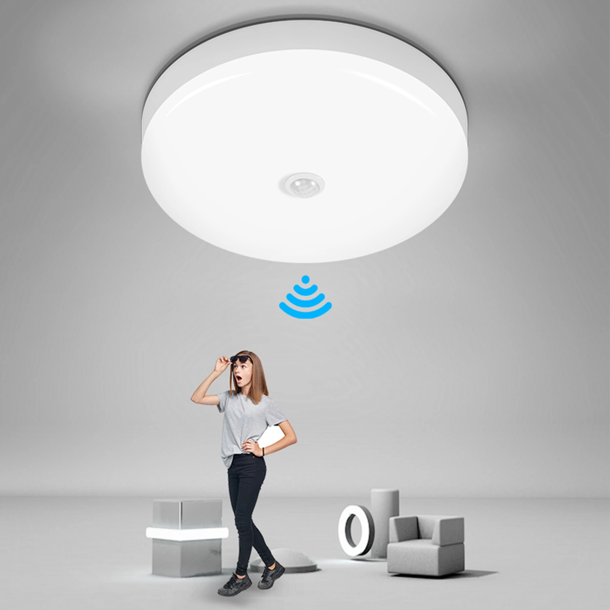 

2023 Night Light Led Lamp with Motion Sensor Light 110V 220V Night Lamp 15W 20W Ceiling Light With Sensor Wall Lamp Hallway