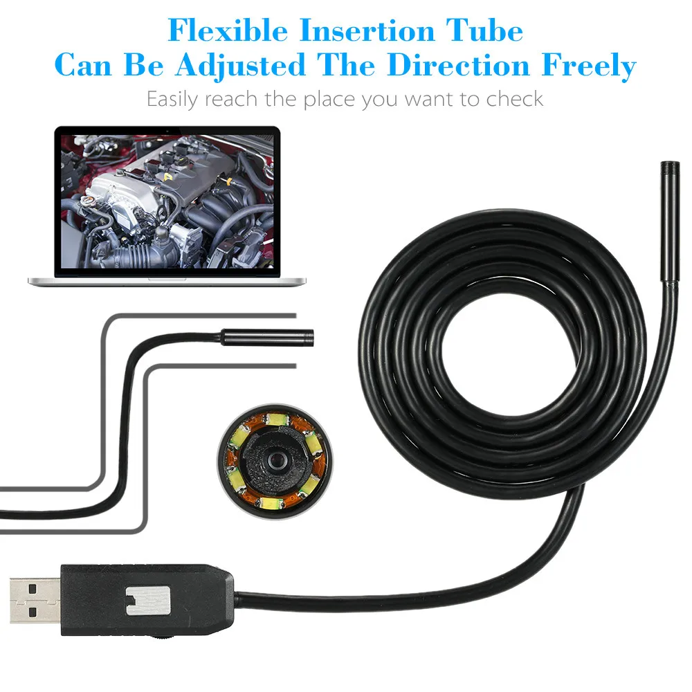 USB Endoscope Camera 7mm Lens Android OTG 1/2/3/5M Smart Phone Borescope Inspection Snake Tube 6LED | Безопасность и защита