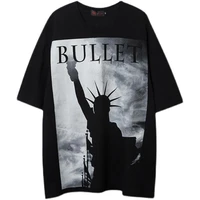 printed short sleeve t shirt hip hop european and american style new arrival lady of liberty printed summer loose half sleeve me