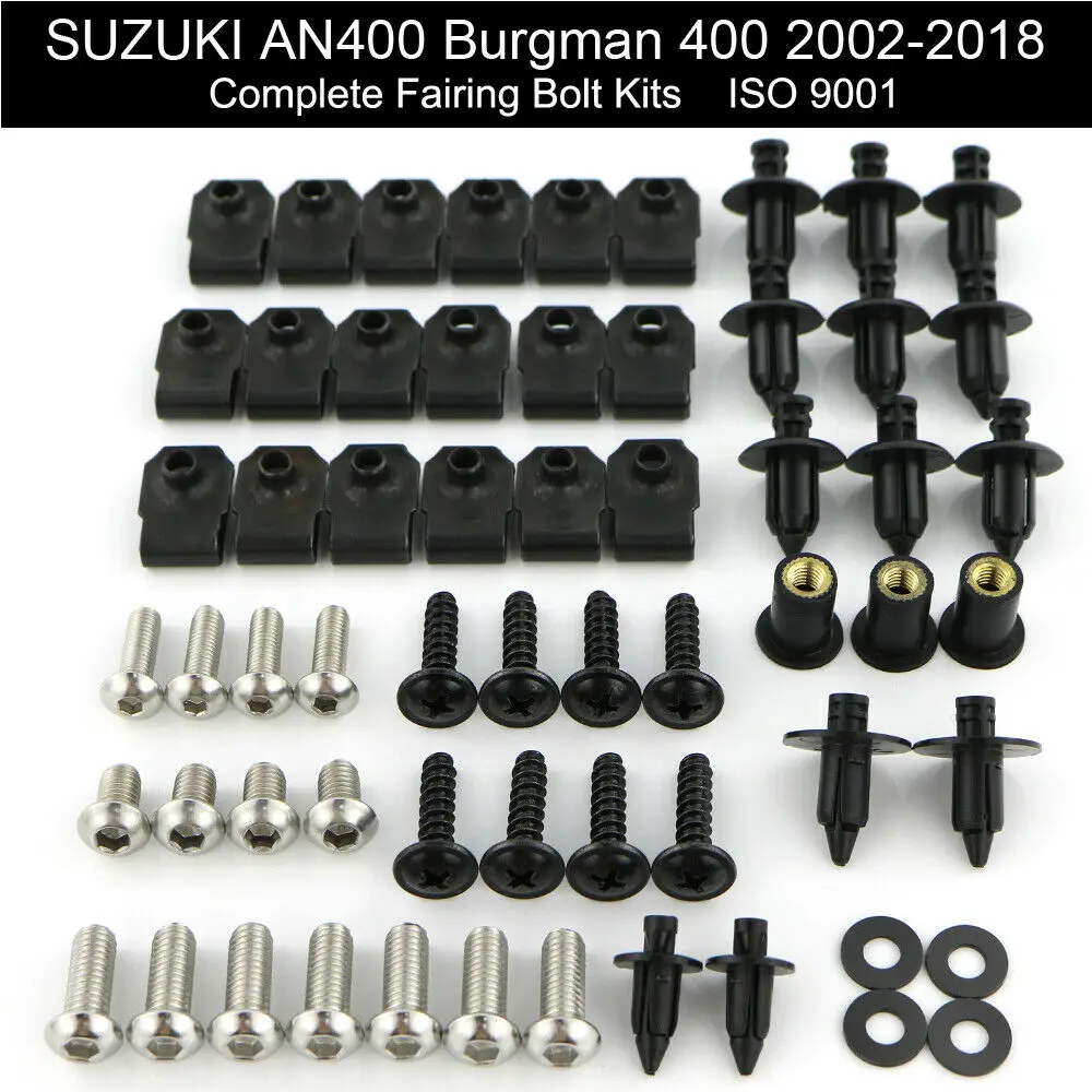 Fit For Suzuki AN400 Burgman 400 2002-2018 Motorcycle Complete Full Fairing Bolts Kit Fairing Clips Body Screws Stainless Steel