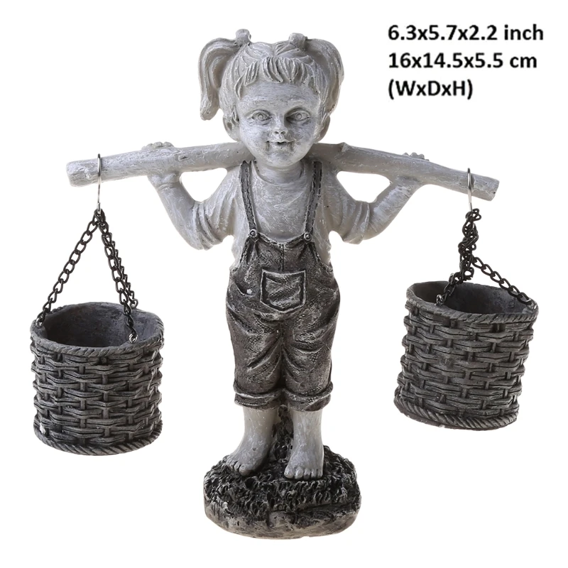

Flowers for Felicity Little Girl Garden Statue Two Tone Stone Garden Statues Sculptures Outdoor Yard Art Decoration
