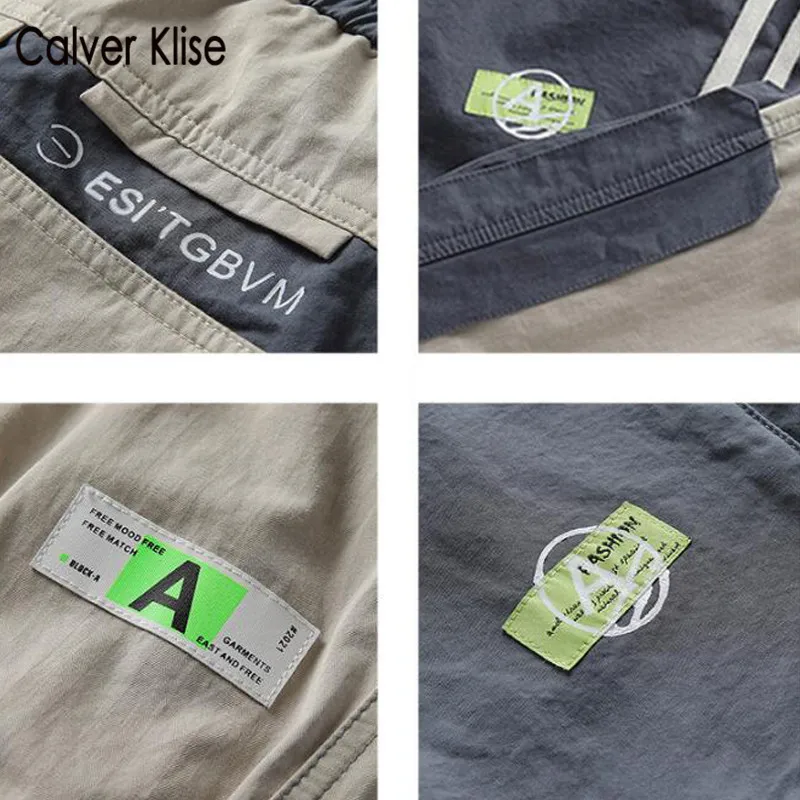 

Calver Klise Multi Pocket Patchwork Cargo Pants Mens Side Zipper Joggers Sweatpants Hip Hop Fashion Hipster Harajuku Trousers