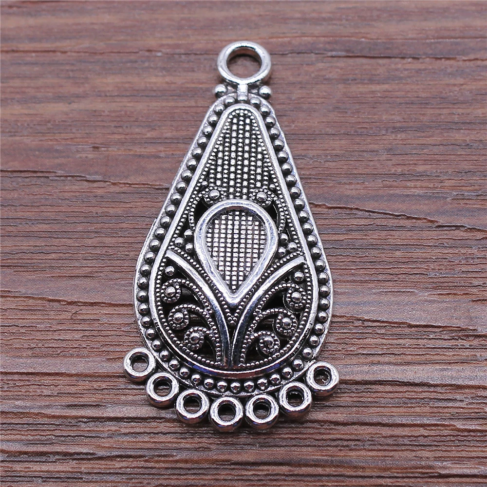 

6pcs Drop Shaped Earring Connector Charms Diy Jewelry Making Jewelry Finding Antique Silver Color 21x40mm