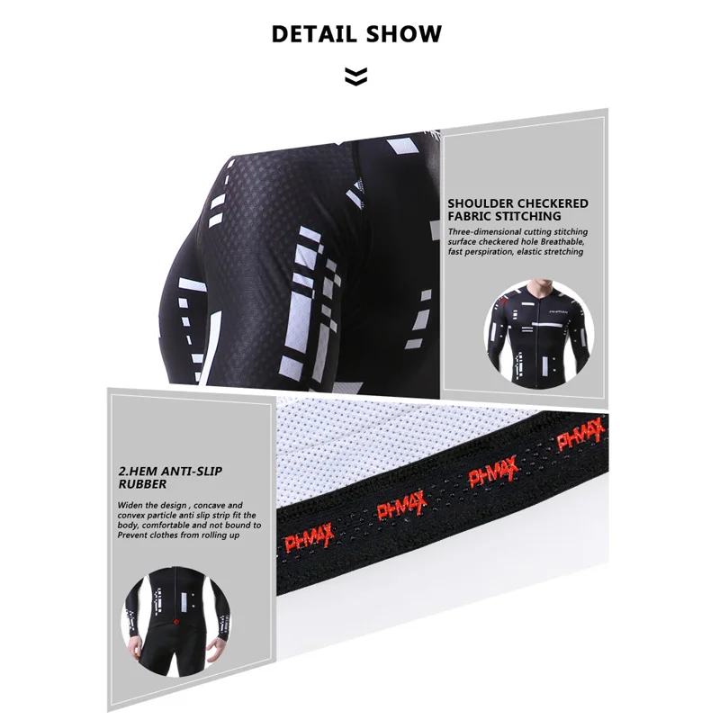 Высококачественные мужские трикотажные изделия PHMAX для велоспорта с длинным
