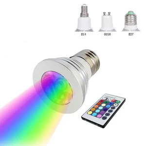 Светодиодный прожектор 220 В, 3 Вт, E27, E14, GU10, RGB, с 24-клавишным пультом дистанционного управления, KTV, бары, энергосберегающая лампа