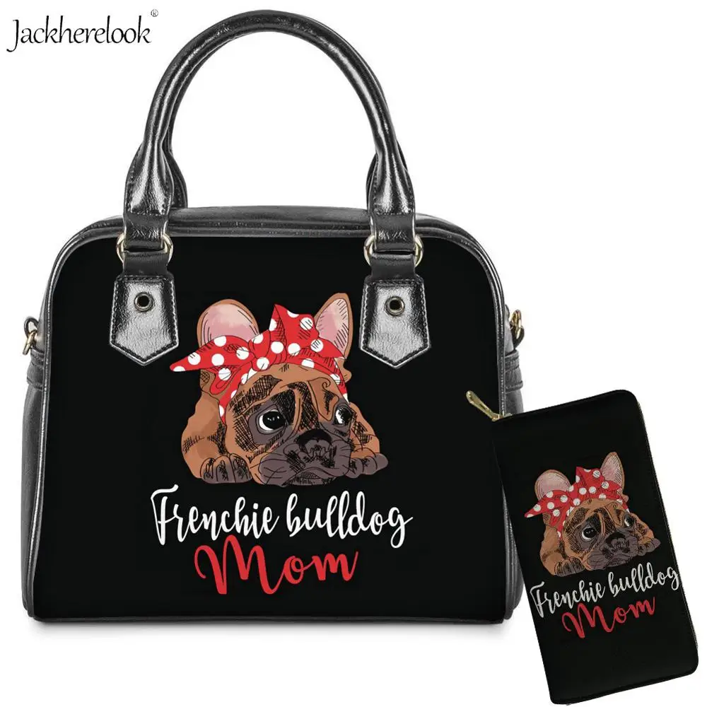 Jackherelook 2 шт. французская бульдог мама кожаная сумка через плечо и кошелек Мопс