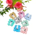 Chenkai, 10 шт., силиконовые бусины в форме медведя, для детского праздника, для прорезывания зубов, круглые бусины для младенцев, сделай сам, цепочка для пустышки, ожерелье