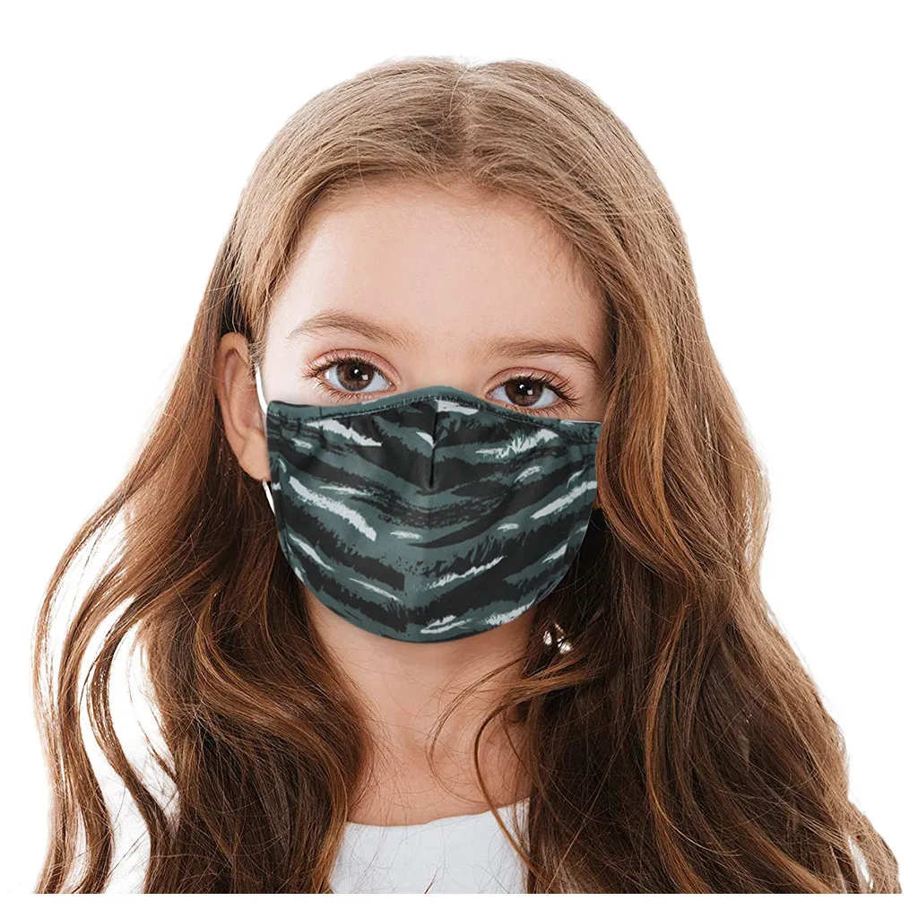 

2PC Kids Cartoon Print Mask Ice Silk Dustproof Breathable Washable Mask Cute Dog Print Outdoor Pollution masque Child mascarilla