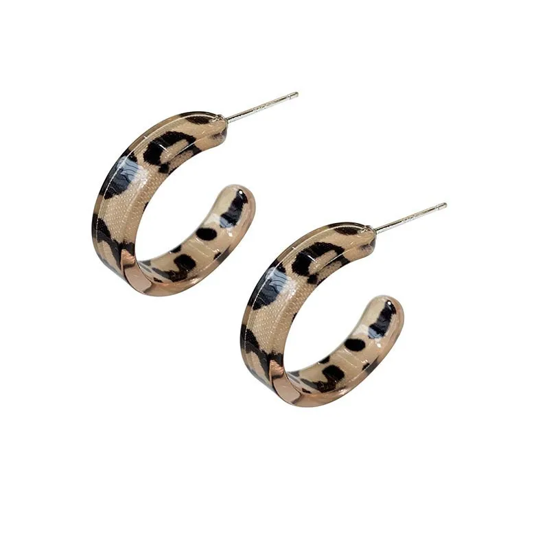 Fashion Leopard Print Geometric Resin Hoop Earrings Vintage Handmade Stud for Women Girls Party Gifts Jewelry | Украшения и