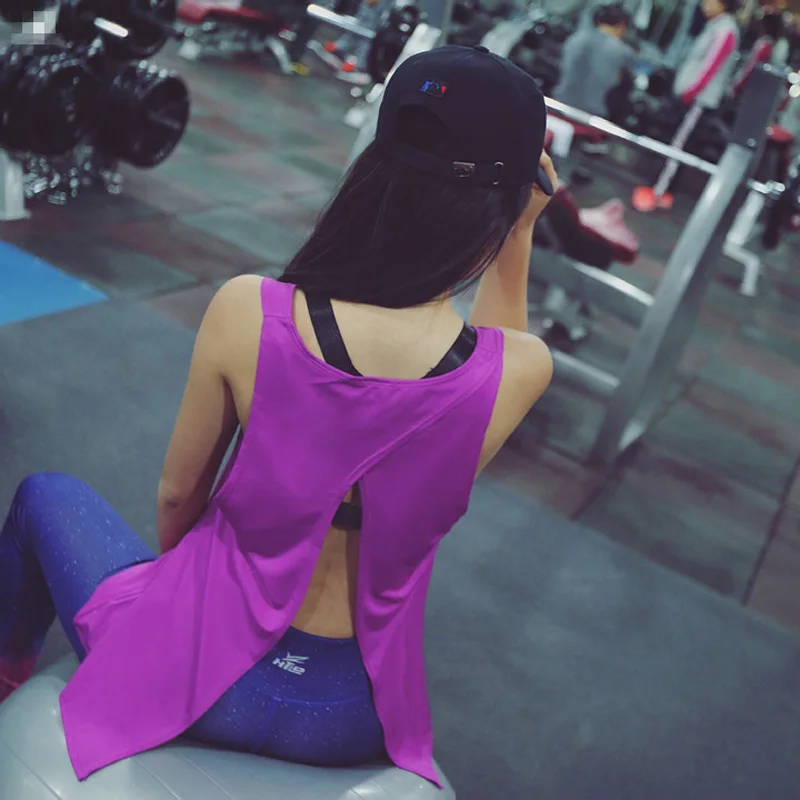 Женские рубашки для йоги VEQKING без рукавов с разрезом сзади футболка фитнеса