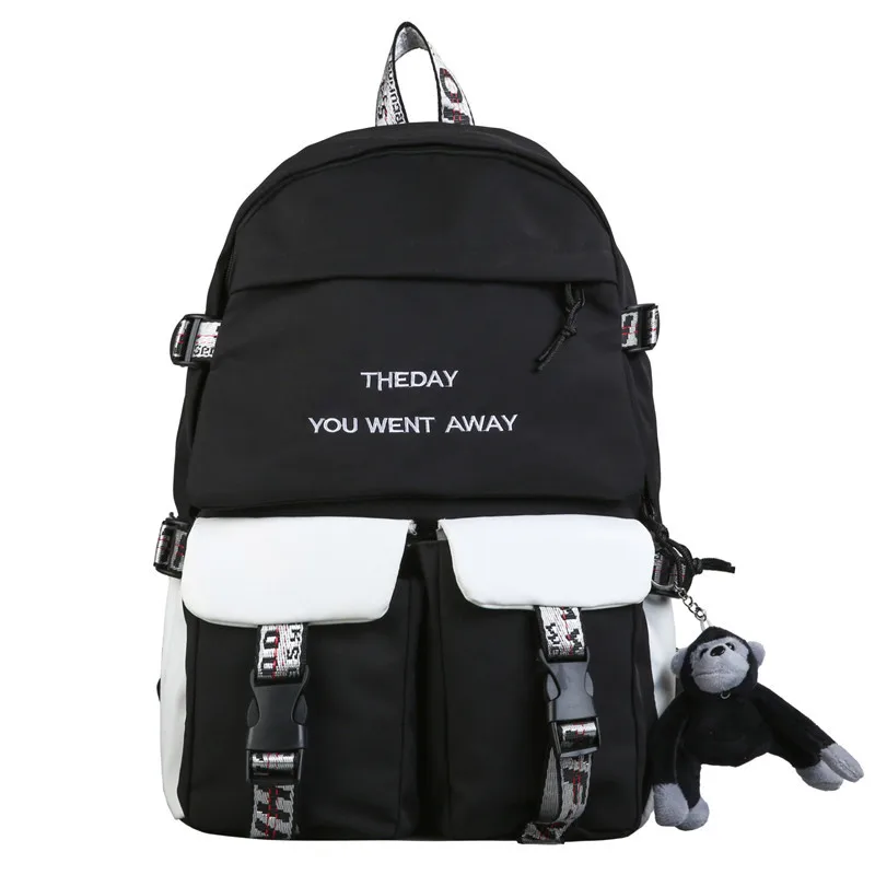 

street fashion backpack teenagers campus high school student schoolbag leisure travel backpacks waterproof men shoulder bag