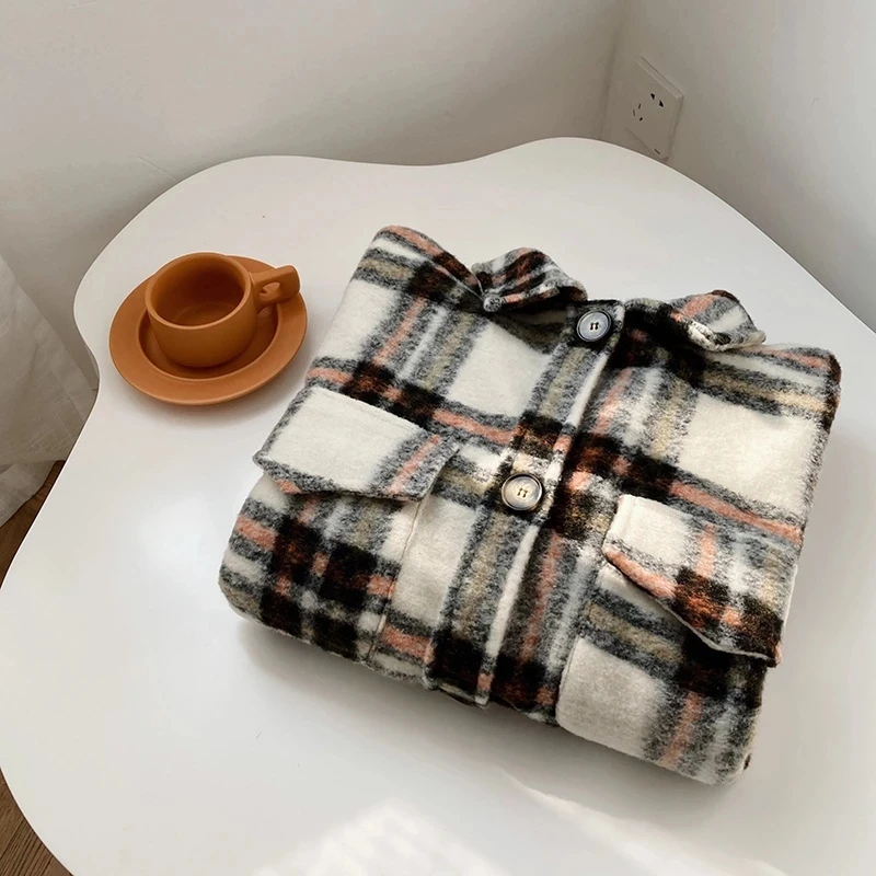

2020 new ladies plaid coat oversized style ladies long coat weight ladies wool jacket
