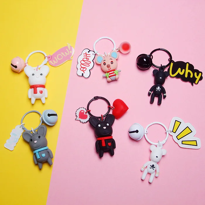 

cartoon cute little pig mouse key chain pendant couple car key chain bell