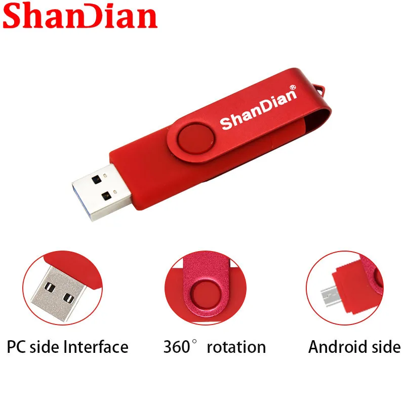 High Speed SHANDIAN USB Flash Drive OTG 4GB-64GB, Dual Application Micro USB Stick for External Storage image 2