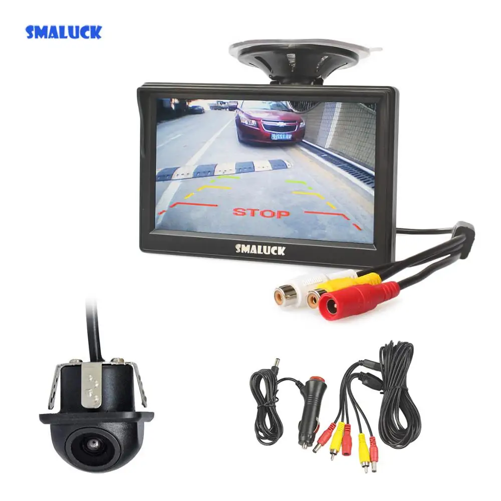 

SMALUCK Проводная 5 "HD ЖК-дисплей монитор заднего вида Автомобильный монитор Мини Автомобильная камера заднего вида Автомобильная камера с мон...