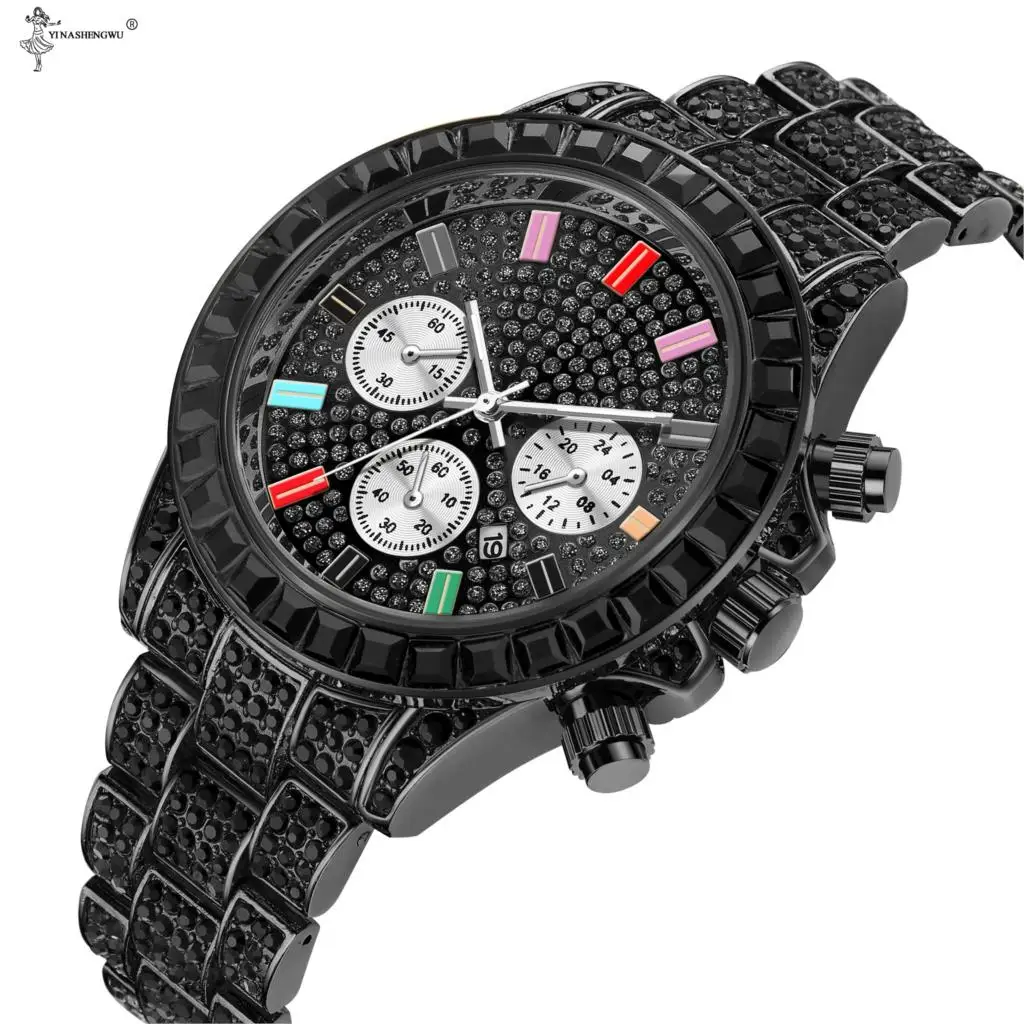 

Iced Out Watch Relogio Masculino Mens Watches Top Brand Luxury Watch Diamond Silver Waterproof Sports Watches 40mm New