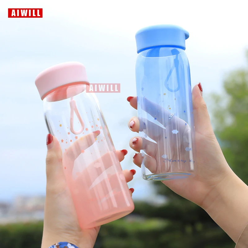 AIWILL матовая/прозрачная стеклянная бутылка для воды здоровый контейнер модная