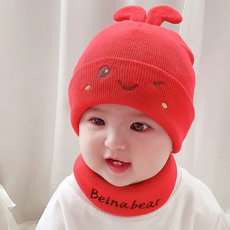 Детский набор из шапки и шарфа для мальчиков девочек от 0 до 12 месяцев вязаные