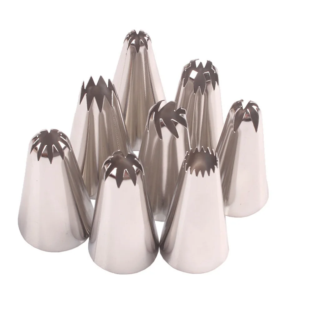 

8Pcs Big Size Russian Pastry Icing Piping Nozzles Stainless Steel Decorating Tip Cake Cupcake Decorator Rose Accessories Kitchen