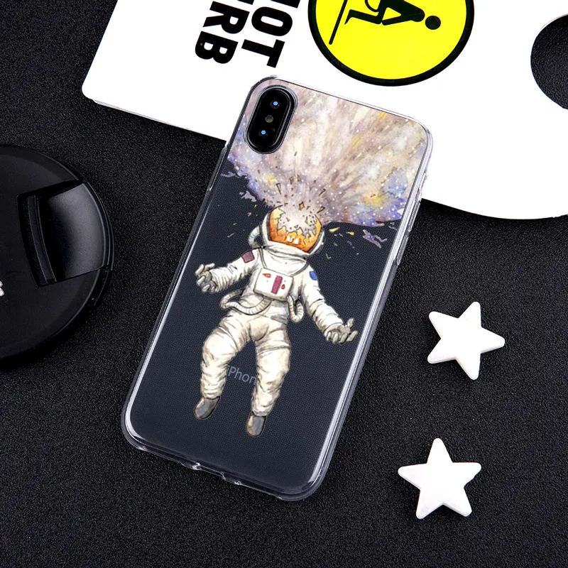 Чехол для телефона с забавными мультяшными астронавтами iPhone XR 8 7 6 6s Plus XS MAX X