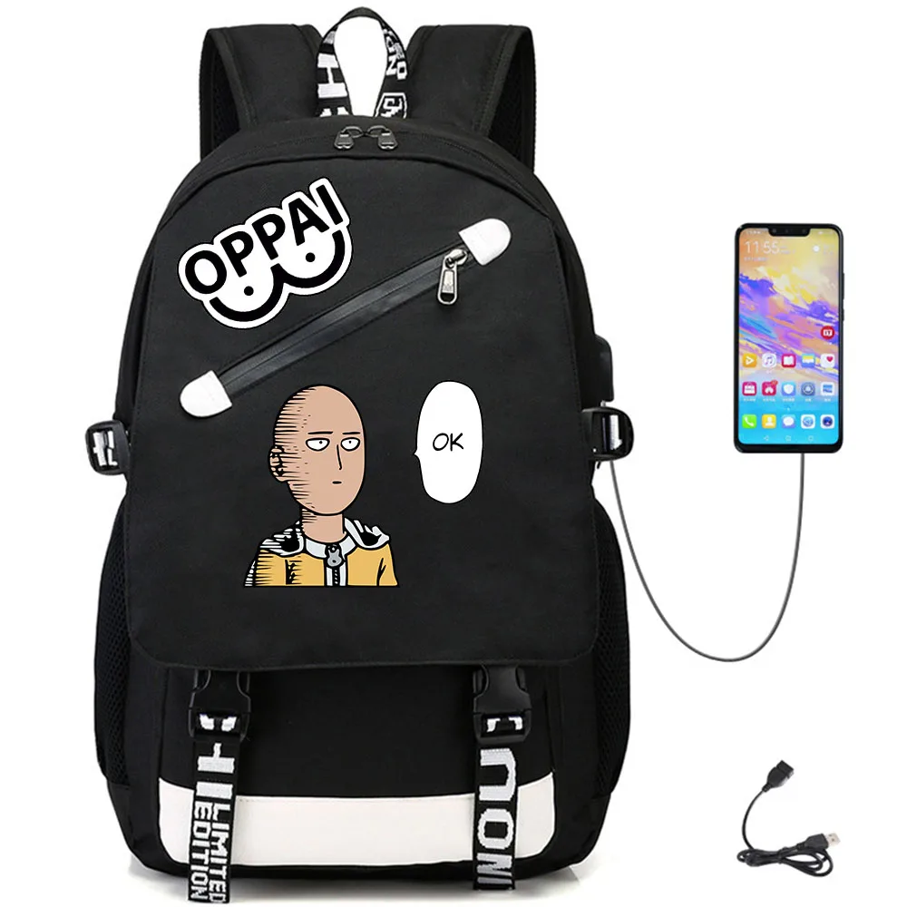 

Anime One Punch Man USB Casual Backpack Fabric Oxford Schoolbag Teenger Student Rucksack Packsack High Quality Laptop Bag