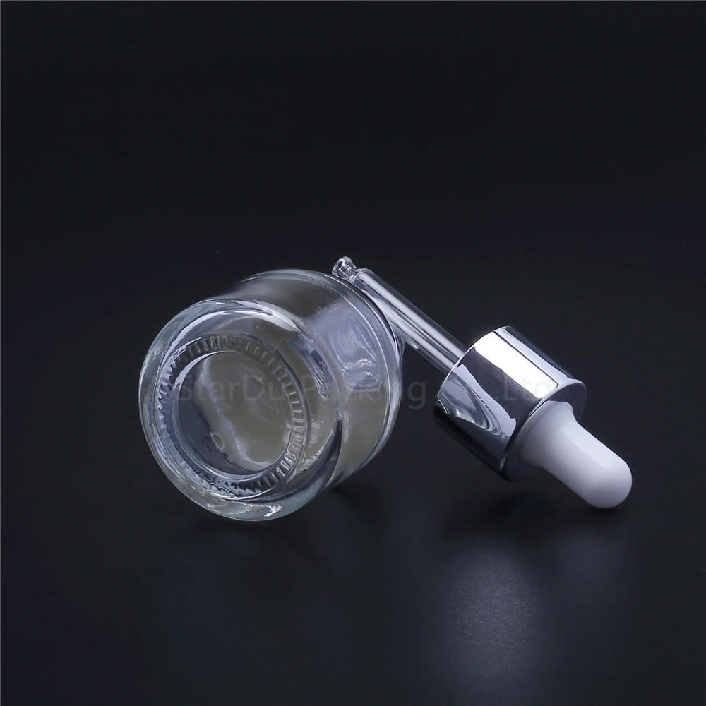 Прозрачная стеклянная бутылка капельница 30 мл пустой косметический упаковочный