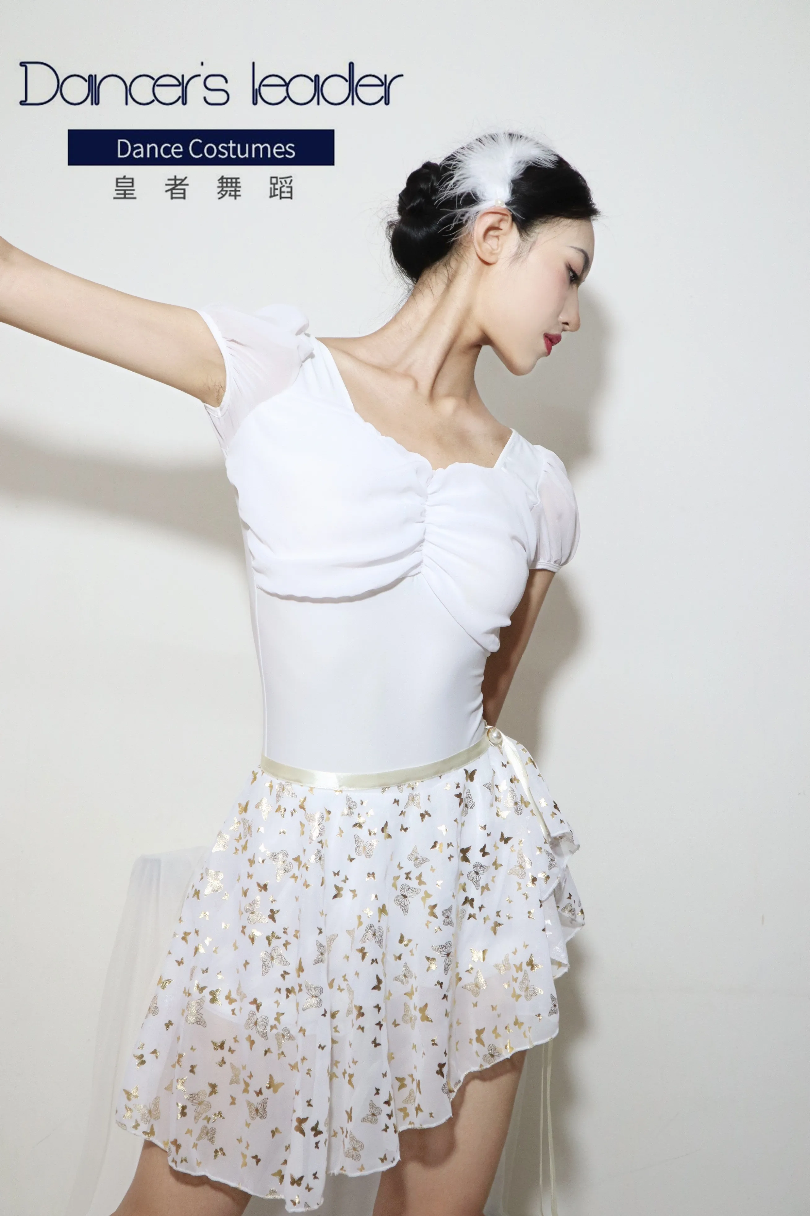 

Ballet Tutu Skirt 2021 New Arrival Women Butterfly Bronzing Chiffon Dance Dress Adult Dance Lyric Skirt