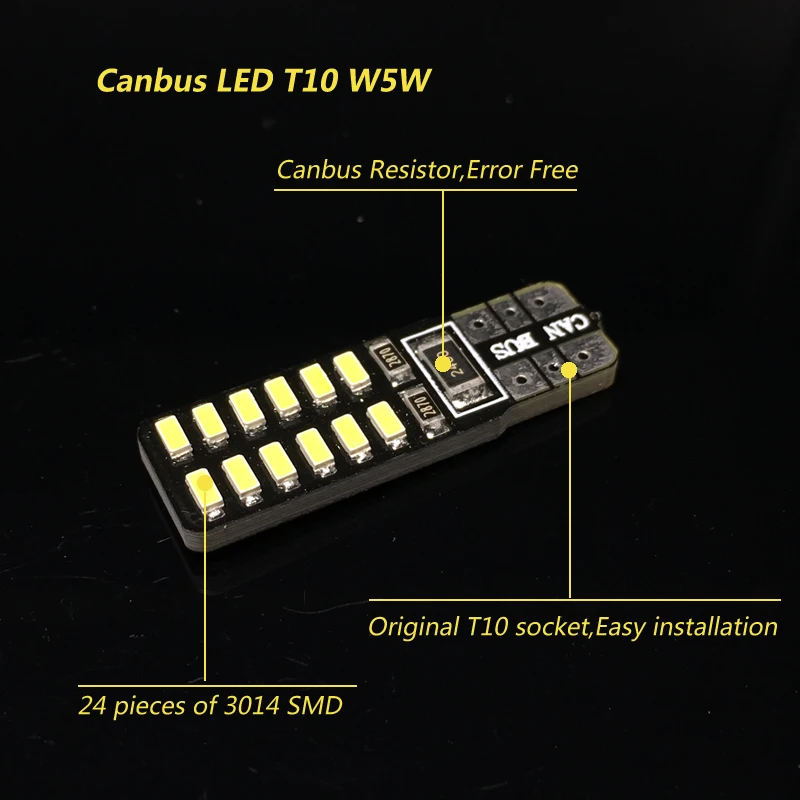 T10 Canbus 24 SMD 3014 беласветодиодный ная лампа W5W 194 светодиодный Автомобильная боковая