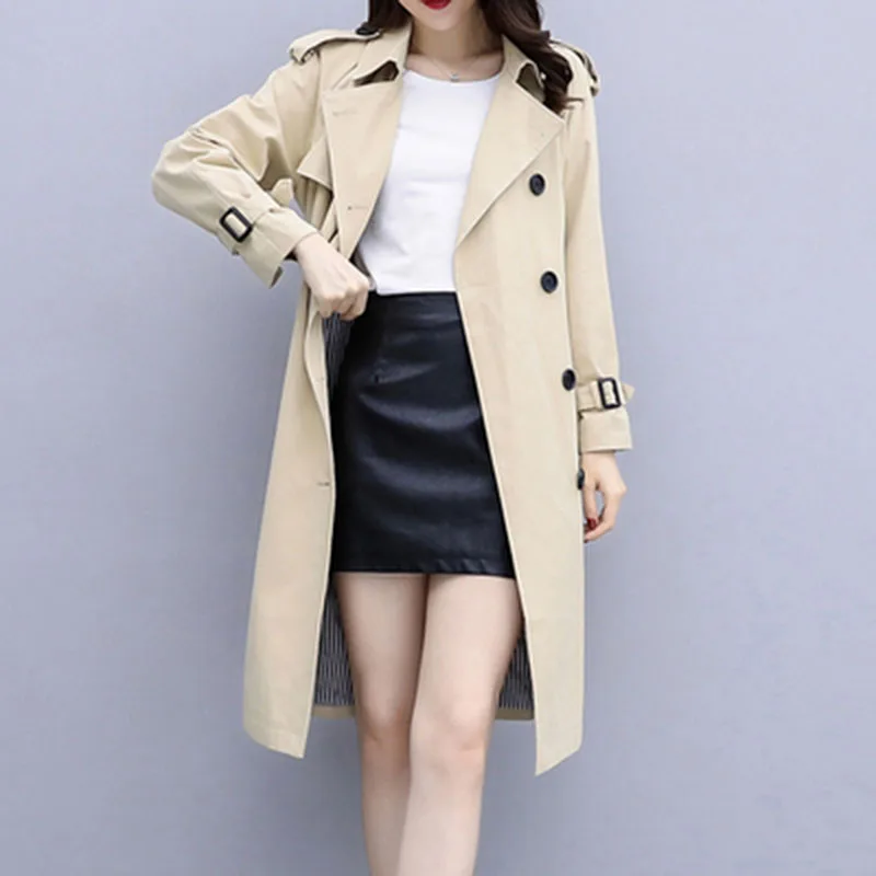

Large size women's spring new style foreign style trench coat age reduction was thin wild long windbreaker coat female A568