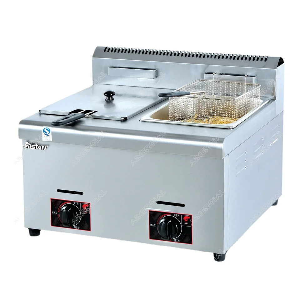 

Gf71/Gf72 Commercial Single/Double Tank Liquefied Petroleum Gas Fryer Stainless Steel French Fries/Fried Chicken