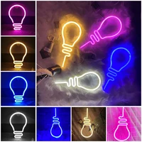 bulbs shape led neon sign light tube nightlight wholesale decoration wall hanging lamp for xmas party birthday wedding gift
