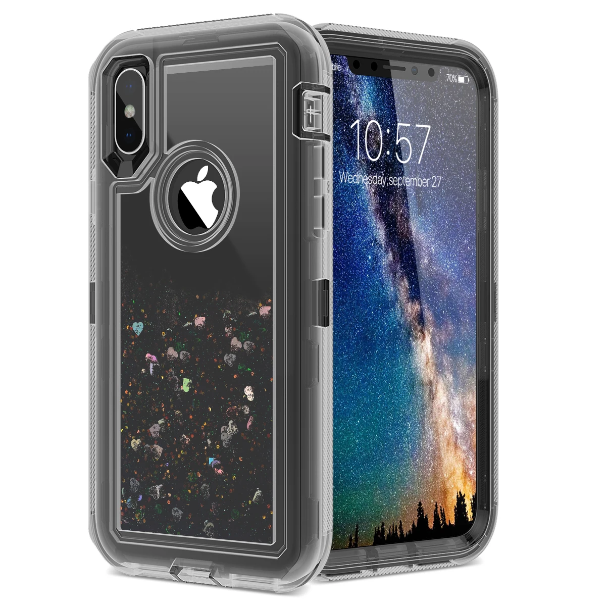 Чехол с сияющими блестками для iphone 11 pro Max X Xs Max 7 8 6 6s Plus чехол для iphone XR чехлы чехол ТПУ Блестки Bling жидкая жесткая защита - Цвет: Черный