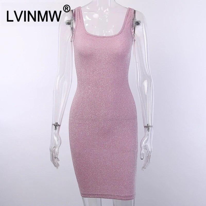 LVINMW сексуальное розовое платье с блестками на бретельках низким вырезом спине