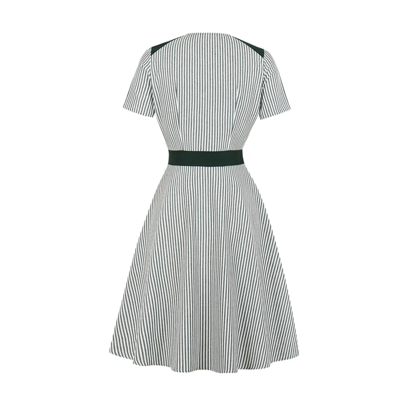 Женское винтажное платье-поло OTEN повседневное платье в полоску короткий рукав