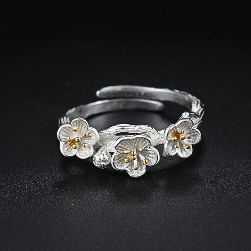 Женское Винтажное кольцо с большим цветком Серебряное регулируемое 2020|Кольца