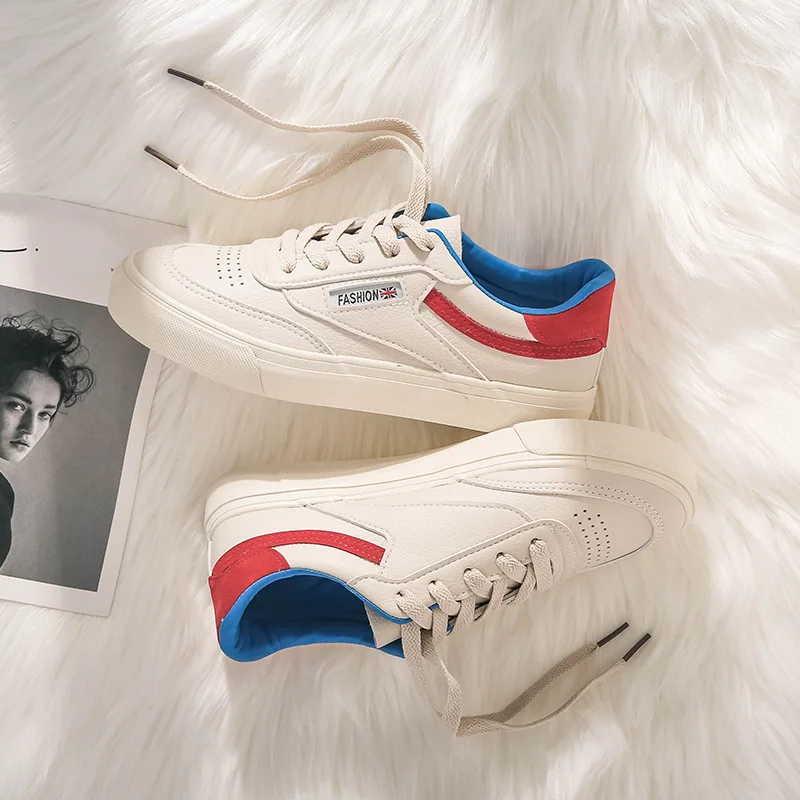 

Spring Autumn New Women's Vulcanize Shoes Cancvas Flats Shoes Woman Low-cut Lace-up Breathable Mixed Color Off White Shoes Brand