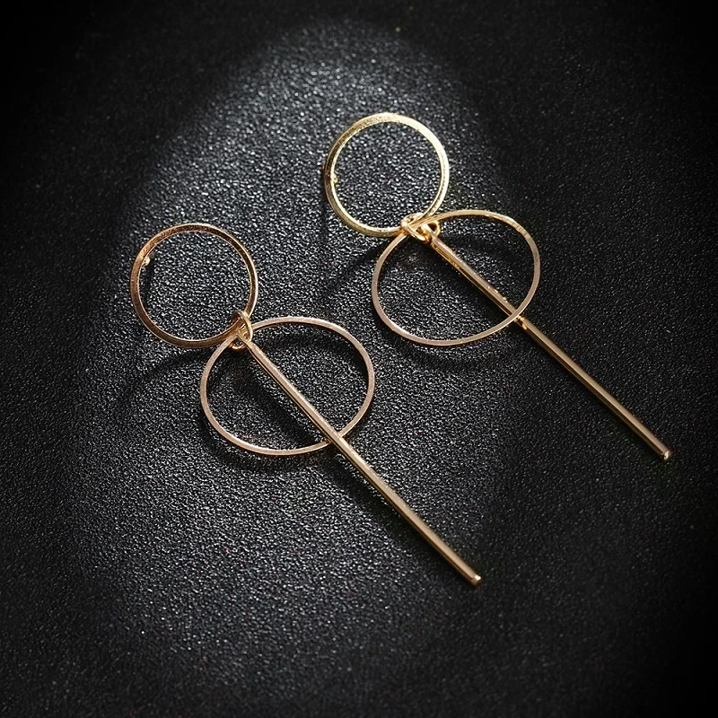 Модные круглые Висячие серьги для женщин геометрические сердца Золотые Серьги