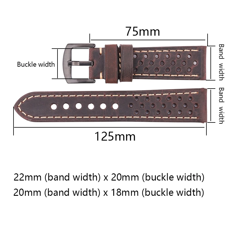 Genuine Leather Watchbands 20mm 22mm Women Men For Huawei Cowhide Vintage Watch Band Strap For Samsung Galaxy Watch 42mm