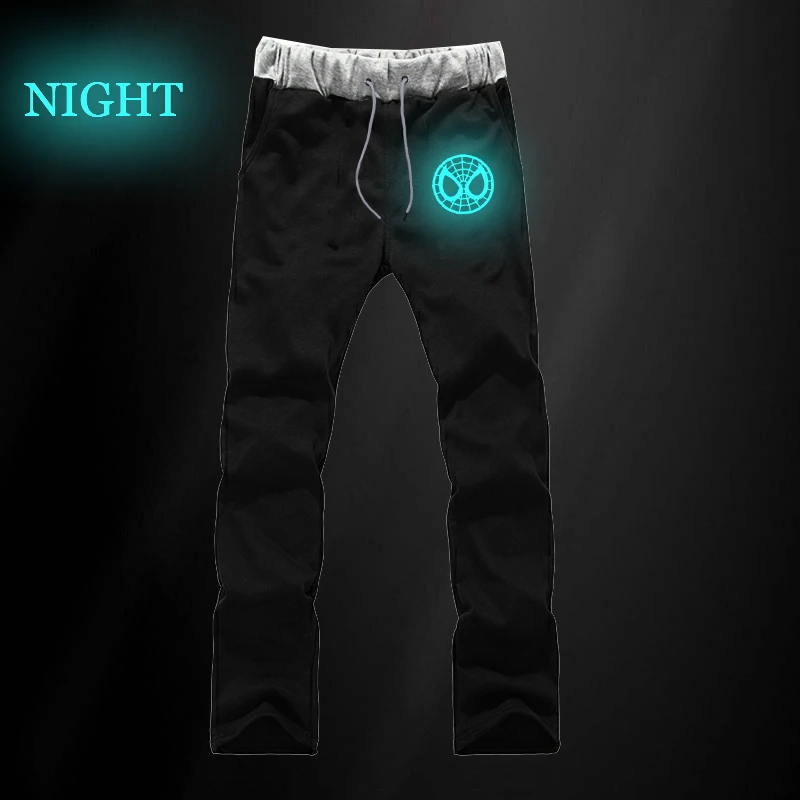 Человек-паук светящиеся повседневные штаны с карманами Мужские для косплея бег