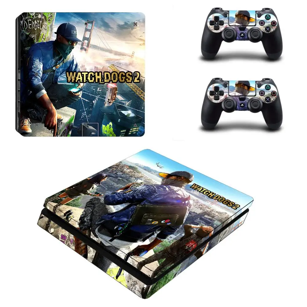 PS4 Slim sticker s Watch_Dogs 2 PS 4 Play station Skin Adesivos для playstation консоли и контроллера|Наклейки| |