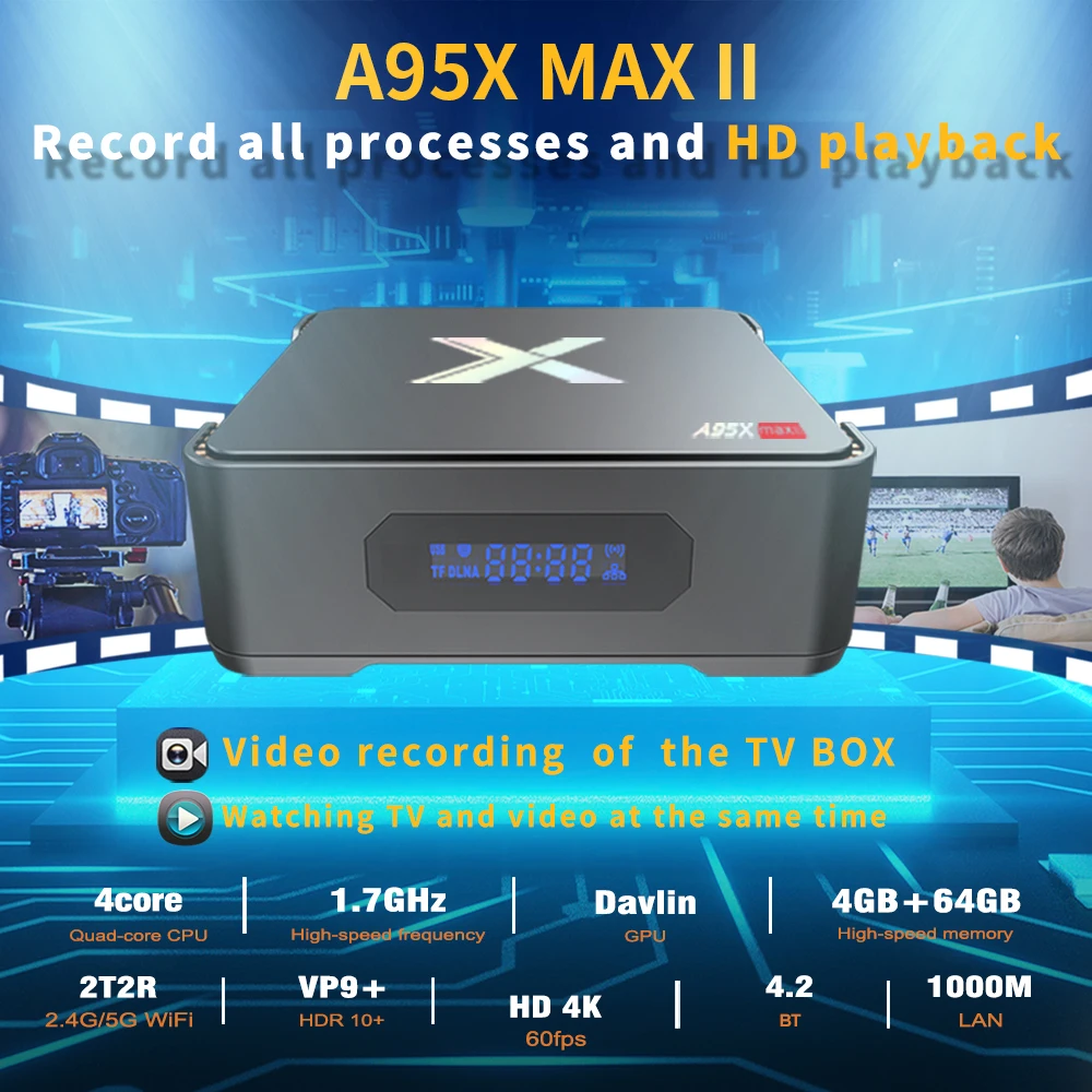 

8K Video Recording Amlogic S905X3 TV Box Android 9.0 4GB RAM 64GB ROM Quad Core 2.4&5G Dual Wifi BT4.2 1000M Media Player OTA